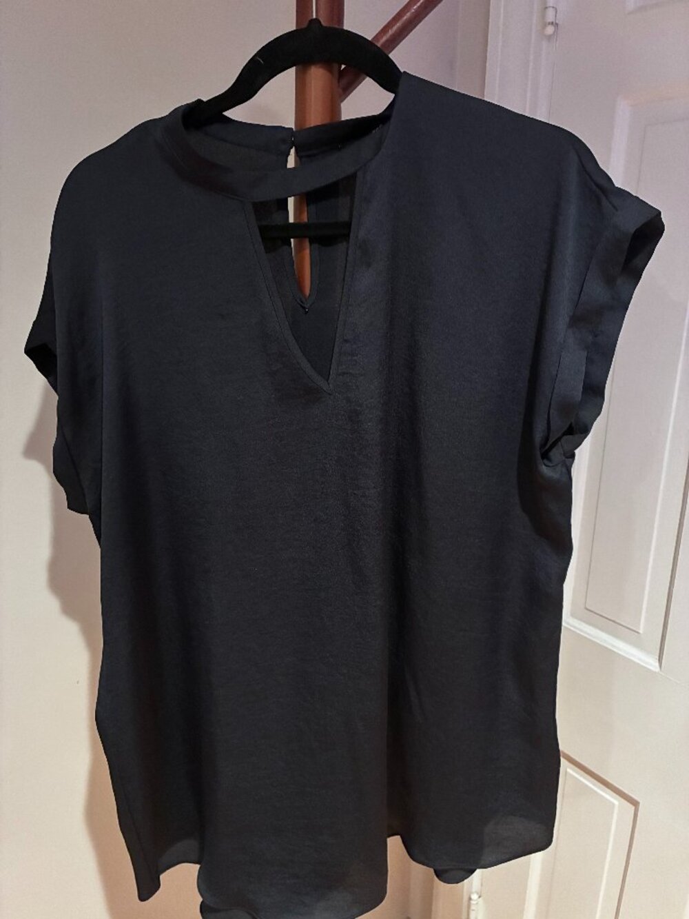 Express Black V-Neck Short Sleeve Blouse